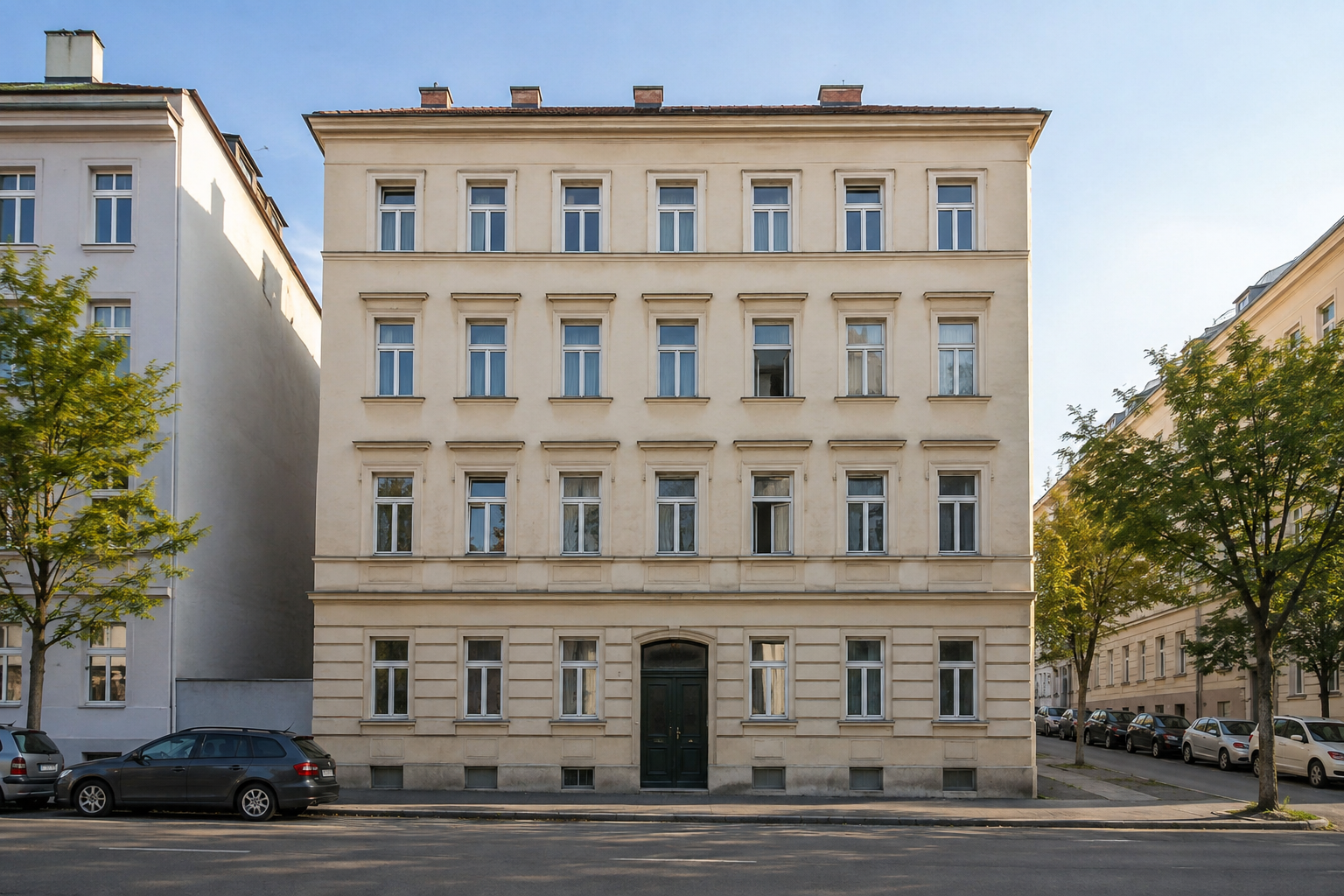Städtisches österreichisches Wohnhaus mit mehreren Wohnungen